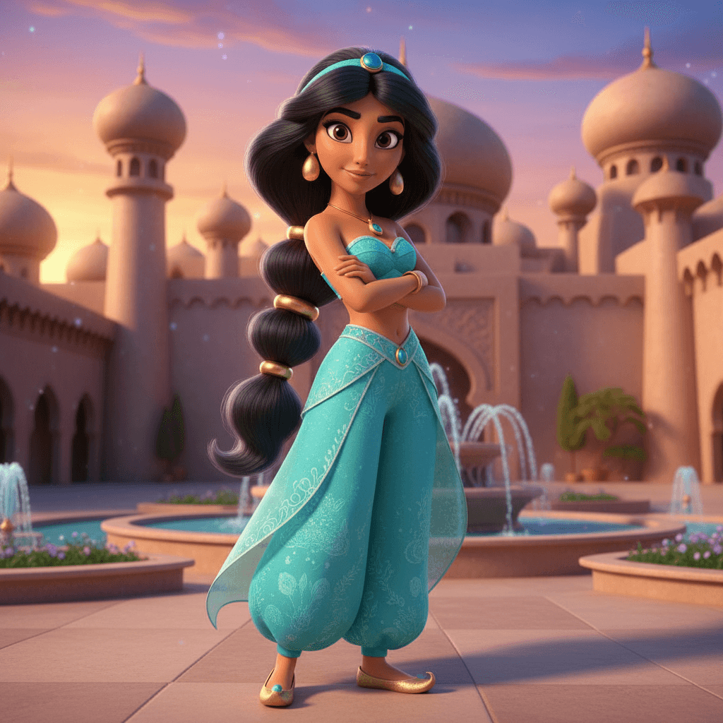 3d pixar style Jasmin from Aladdin