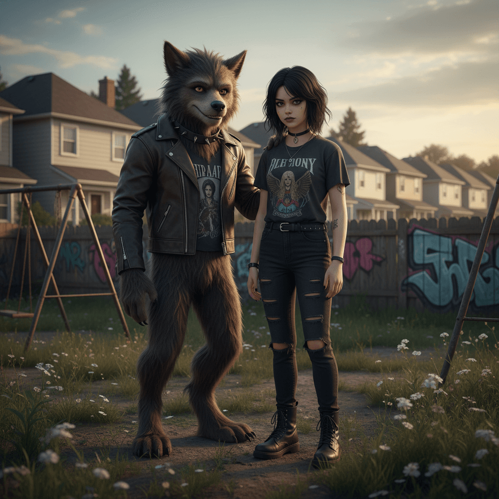 a dark-haired misfit suburban girl and her ally, a friendly punk werewolf