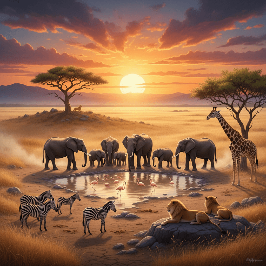 realistic animals in wildlife with scenec beauty