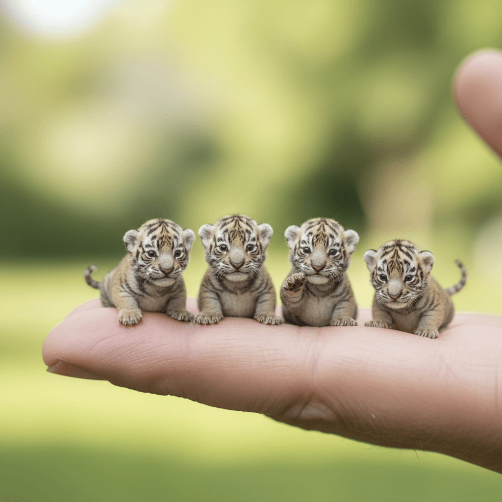 A hyper-realistic and heartwarming scene of five ultra-tiny, incredibly cute bab