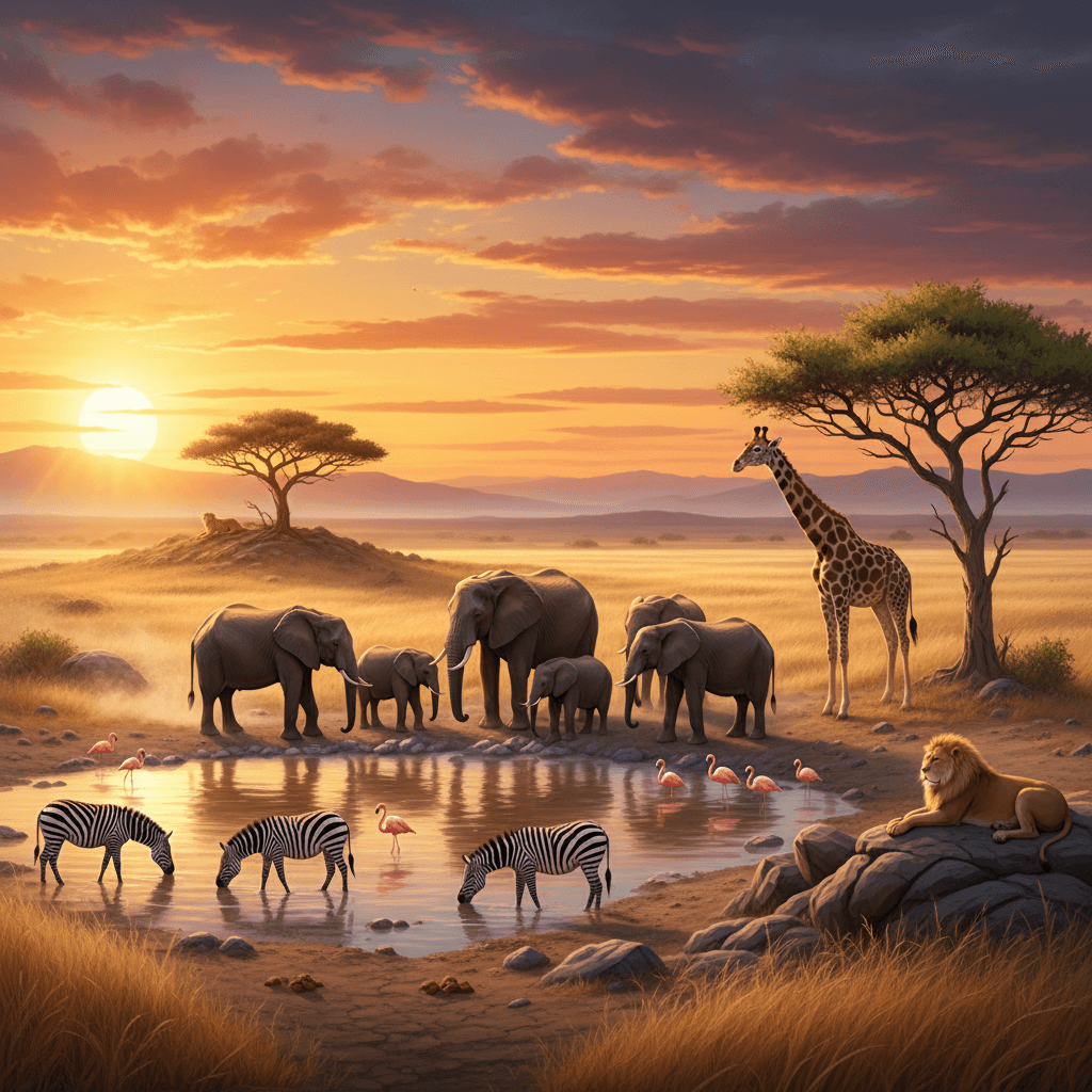 realistic animals in wildlife with scenec beauty