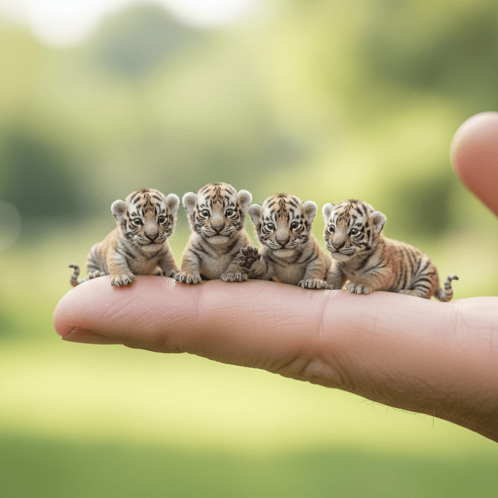 A hyper-realistic and heartwarming scene of five ultra-tiny, incredibly cute bab