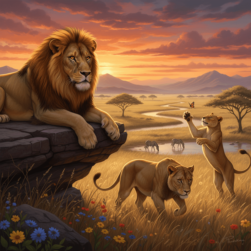 realistic lion with scenic beauty with different poses