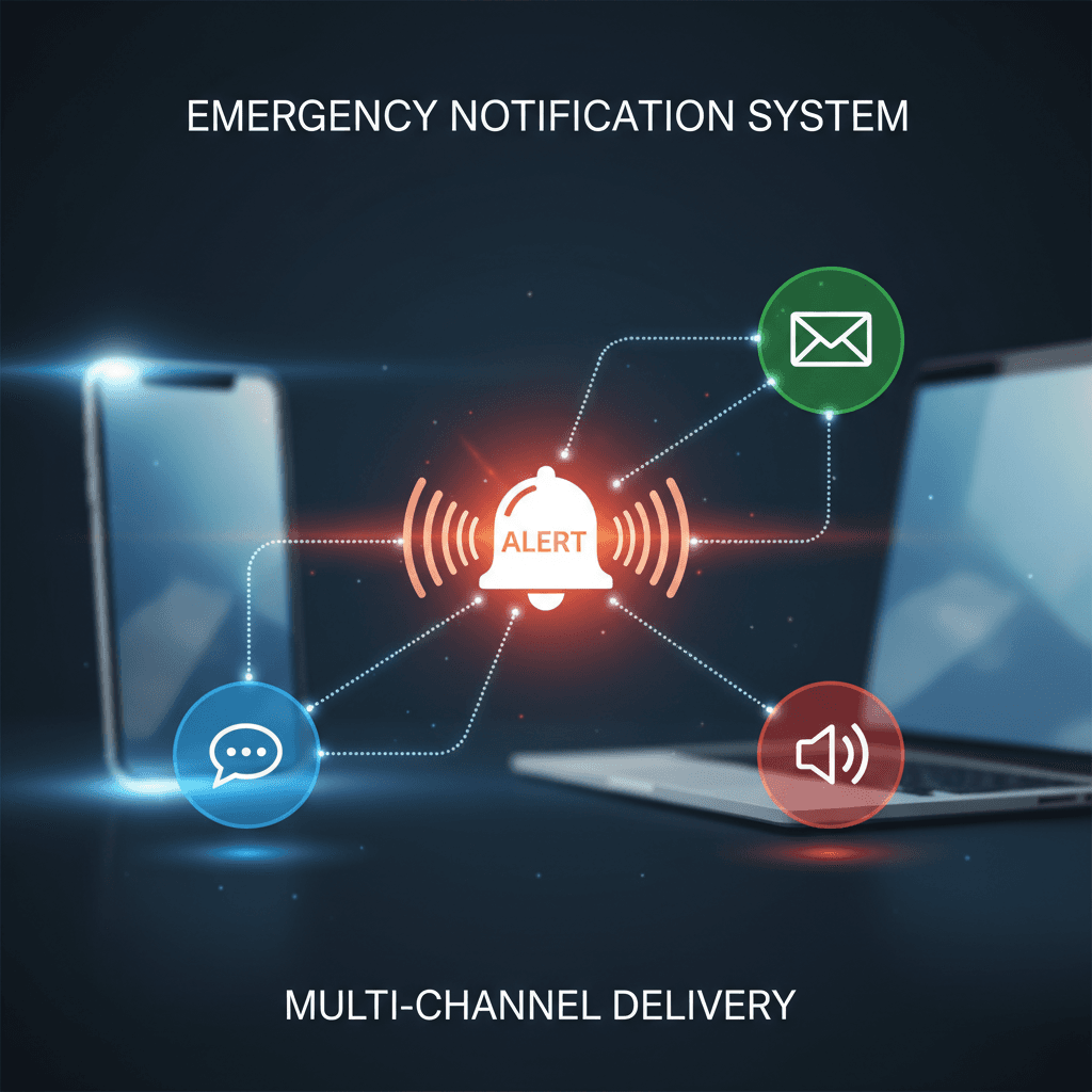 Emergency Notification Systems
Concept: Multi-Channel Delivery Icons

Descrip