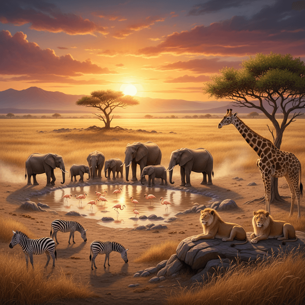 realistic animals in wildlife with scenec beauty