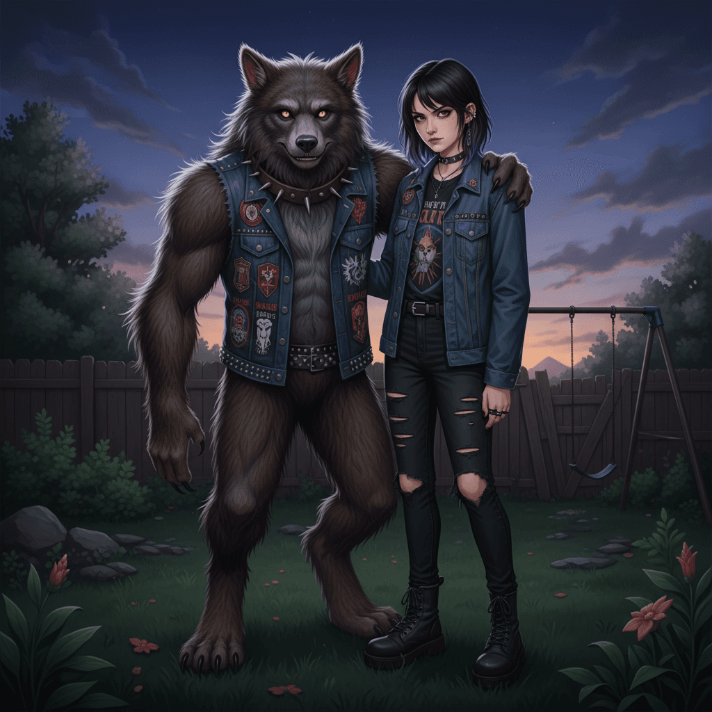 a dark-haired misfit suburban girl and her ally, a friendly punk werewolf